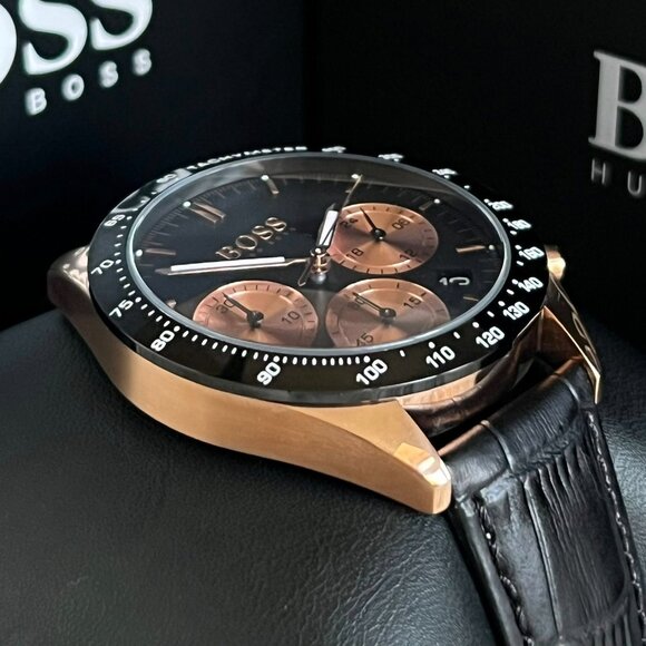 Hugo Boss Men’s Talent Black Leather Chronograph Watch (HB1513580) NEW - Picture 8 of 12